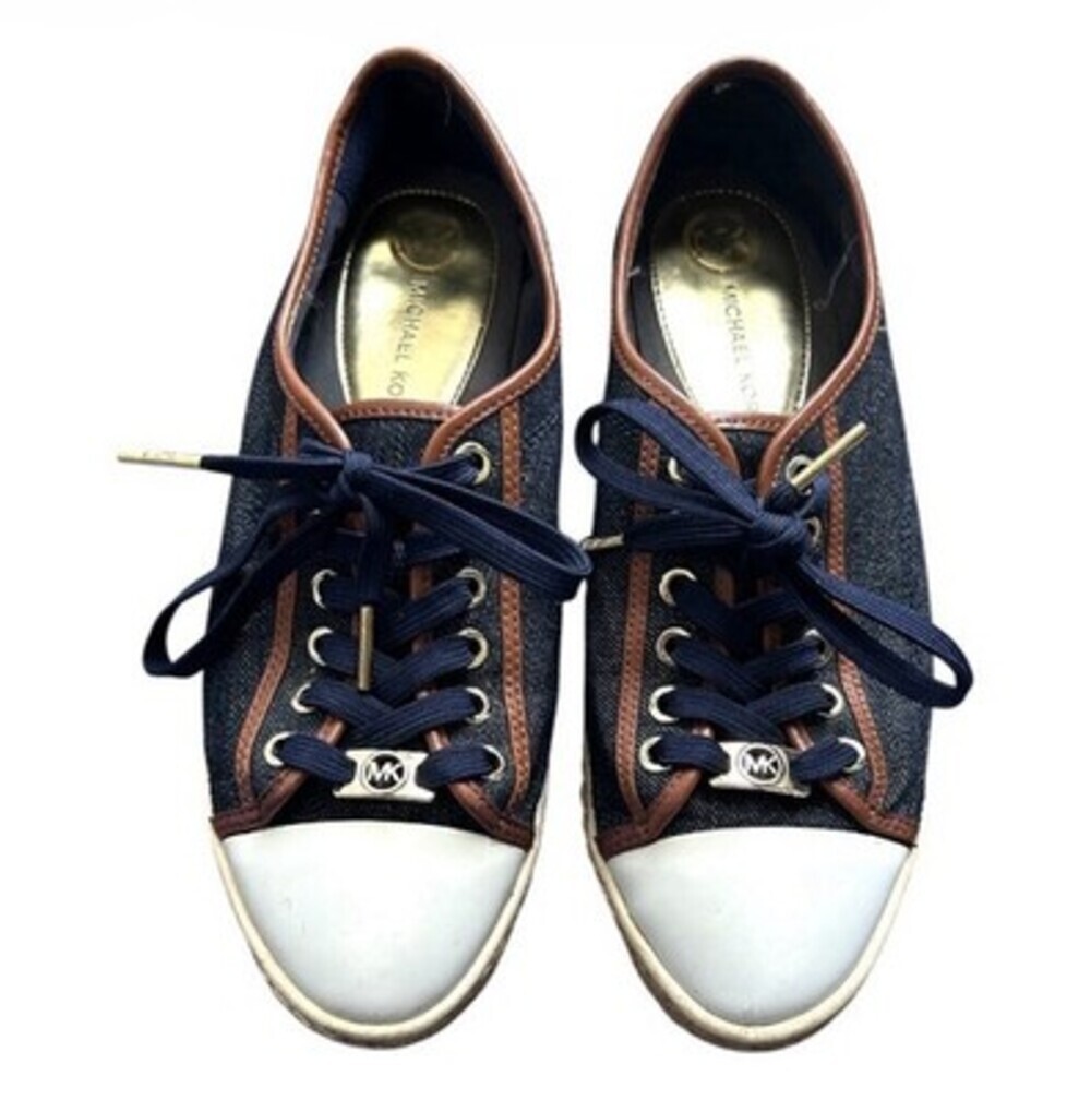 Michael Kors Kristy Dark Denim Espadrille Style Lace Up Sneakers Size 7.5M